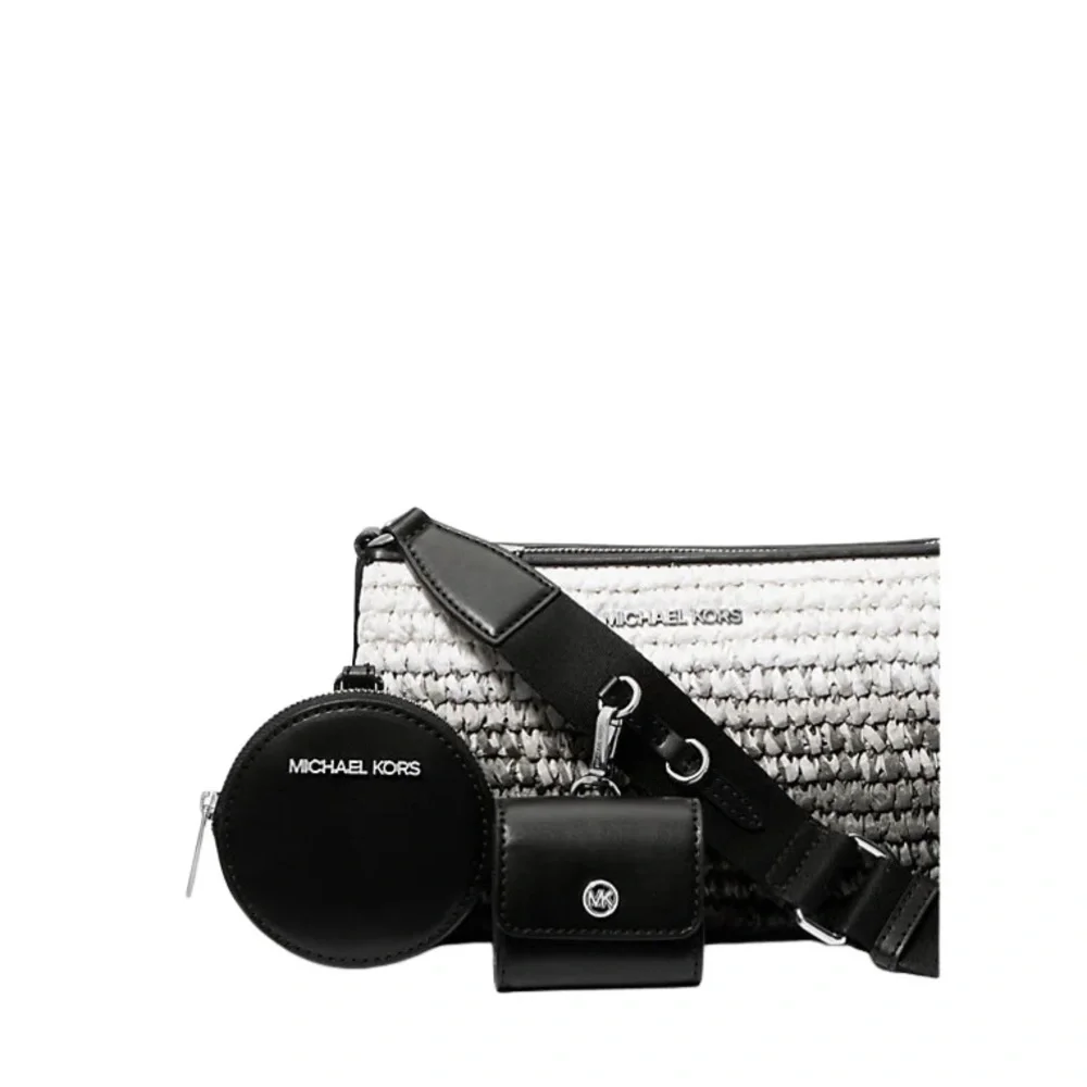 Michael Kors straw Ombré Jersey Crossbody with 2 detachable pouches NWT ret 398